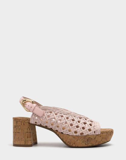 Aerosoles Women's Platform Sandal In Pale Pink Embroidered Raffia