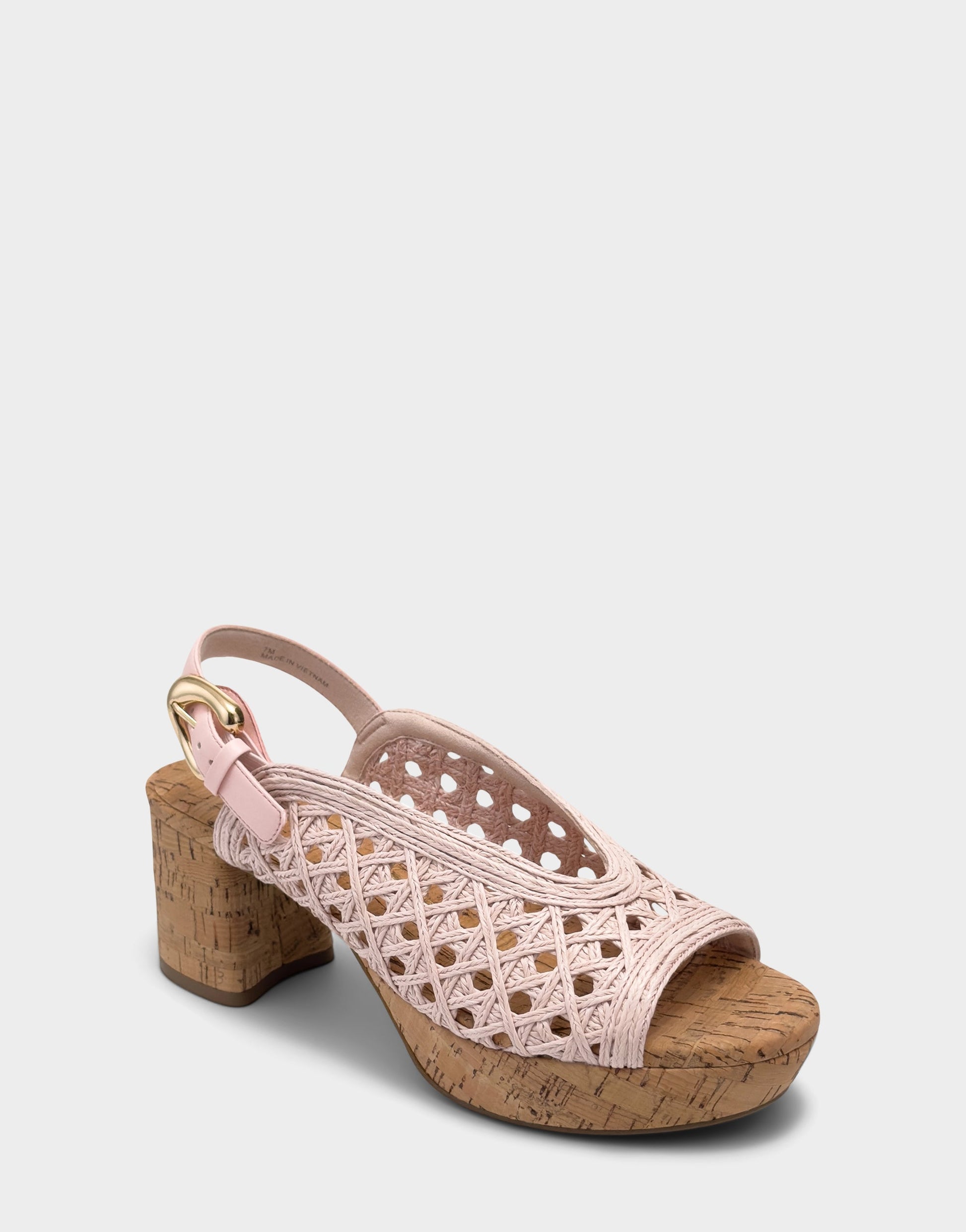 Aerosoles Women's Platform Sandal In Pale Pink Embroidered Raffia