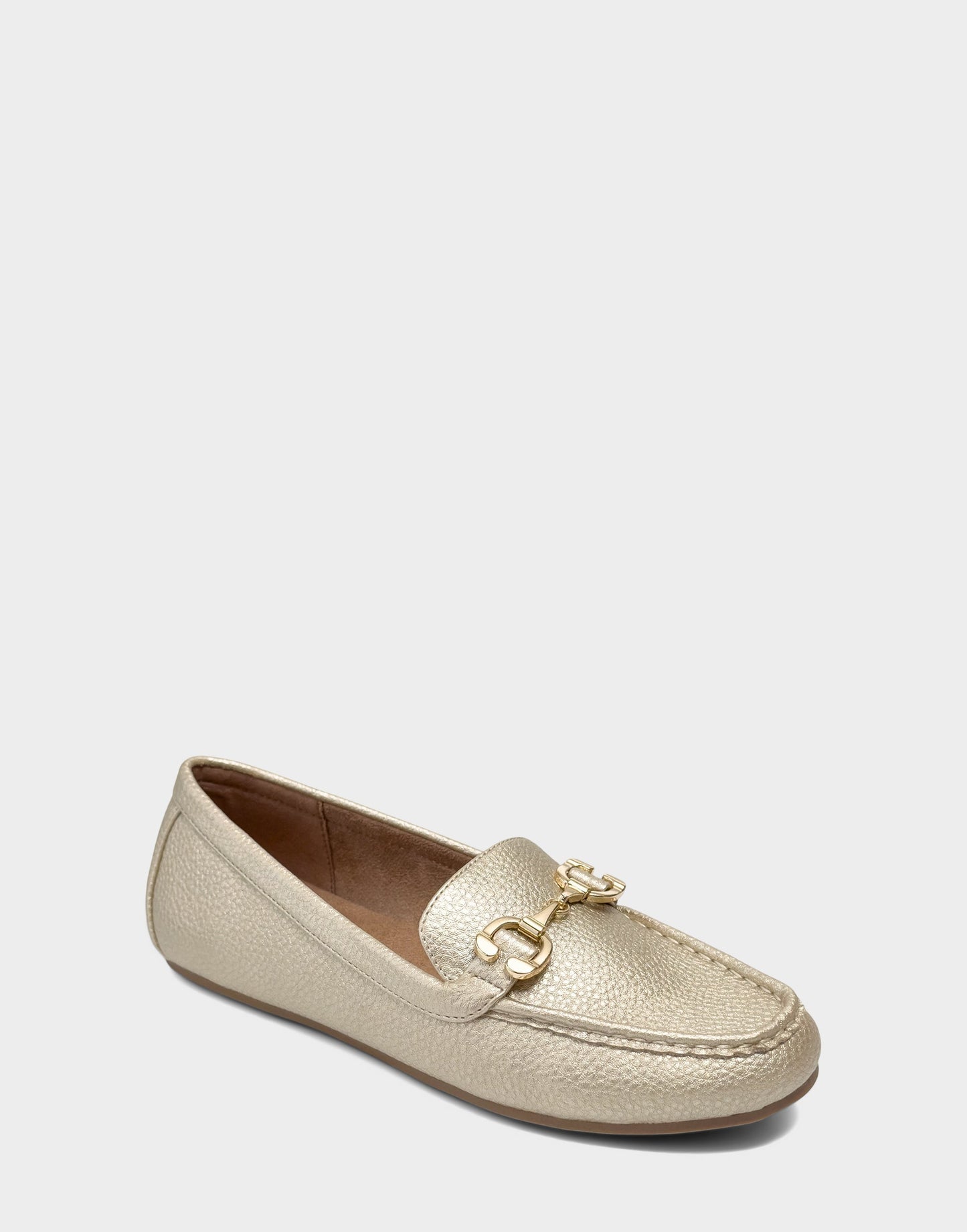 Aerosoles Women's Casual Loafer in Soft Gold Faux Metallic Pebbled