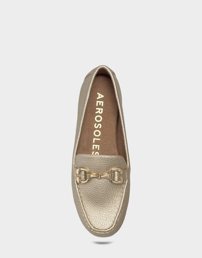 Aerosoles Women's Casual Loafer in Soft Gold Faux Metallic Pebbled