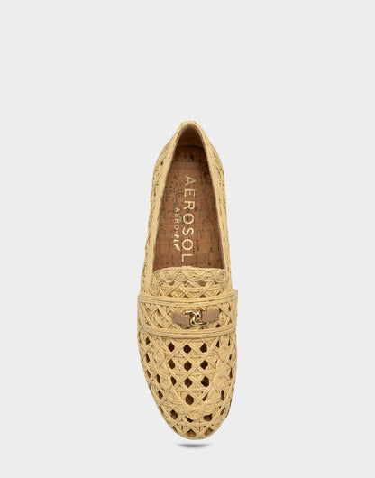 Aerosoles Women's Dress Flat in Natural Faux Raffia