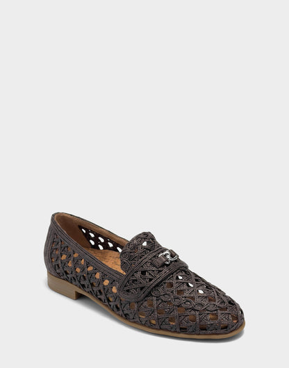 Aerosoles Women's Dress Flat in Dark Brown Faux Raffia