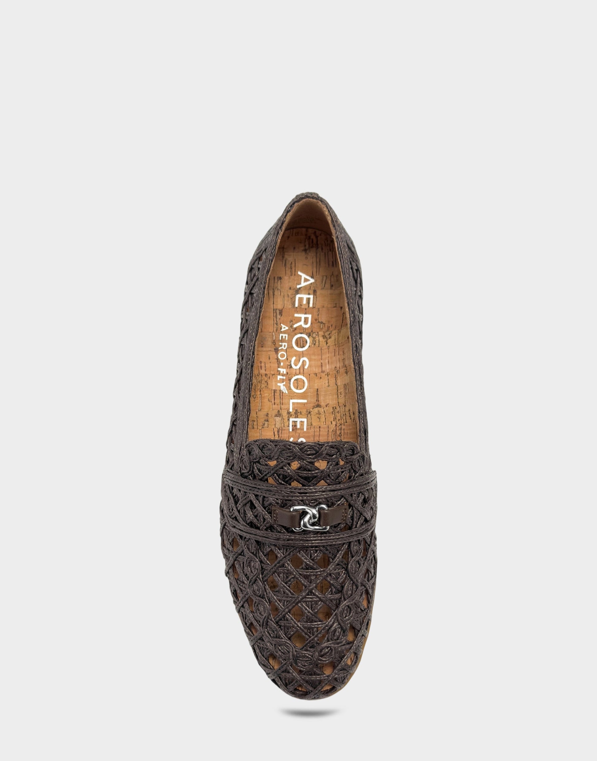 Aerosoles Women's Dress Flat in Dark Brown Faux Raffia
