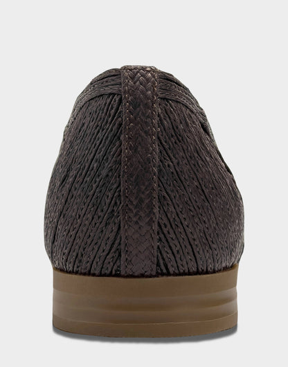 Aerosoles Women's Dress Flat in Dark Brown Faux Raffia