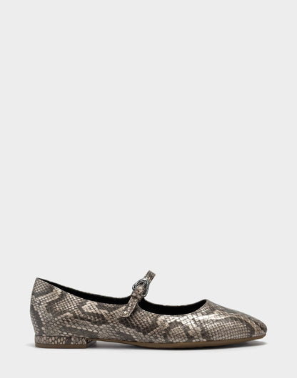 Aerosoles Women's Casual Flat in Champagne Faux Metallic Snake Print