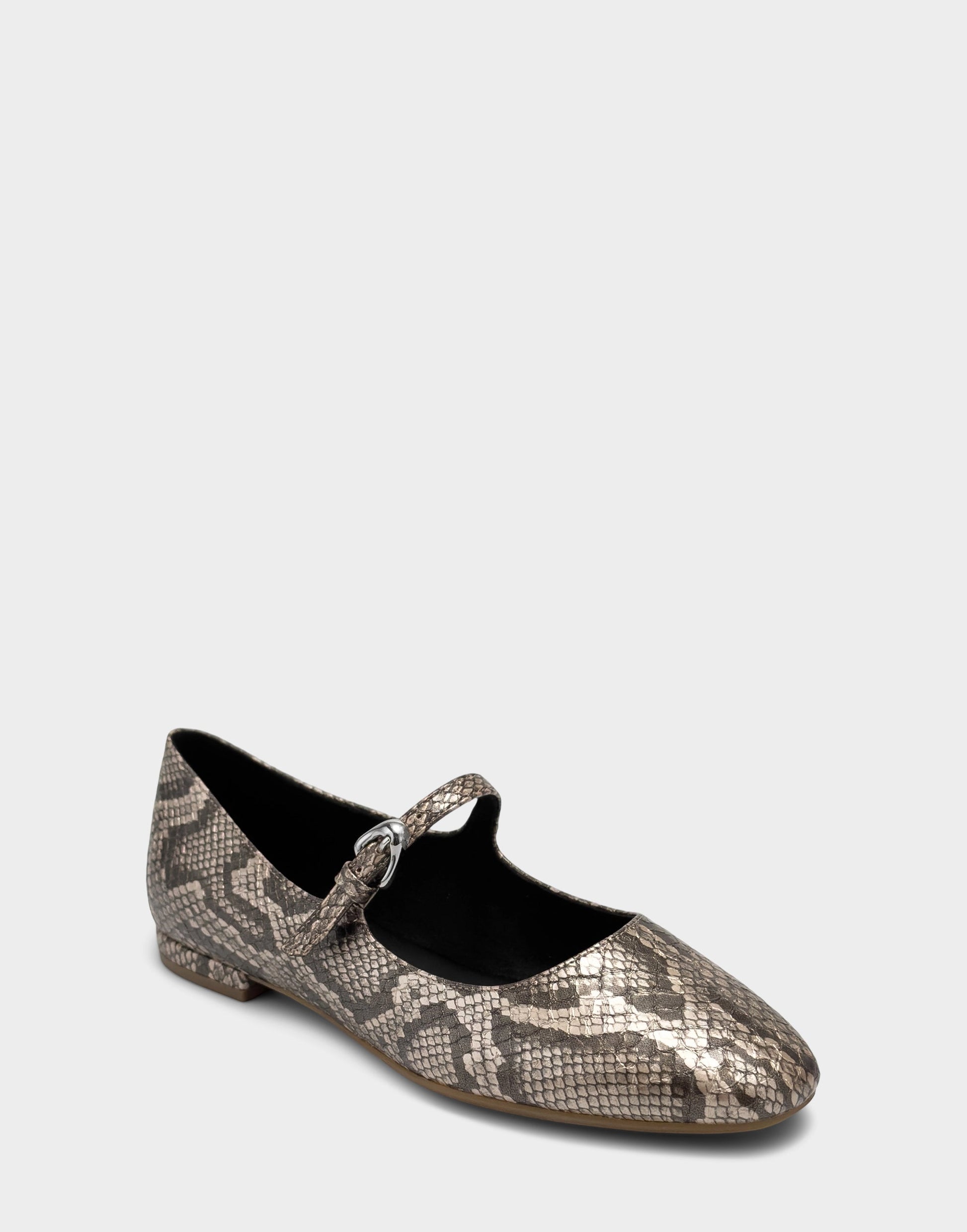 Aerosoles Women's Casual Flat in Champagne Faux Metallic Snake Print