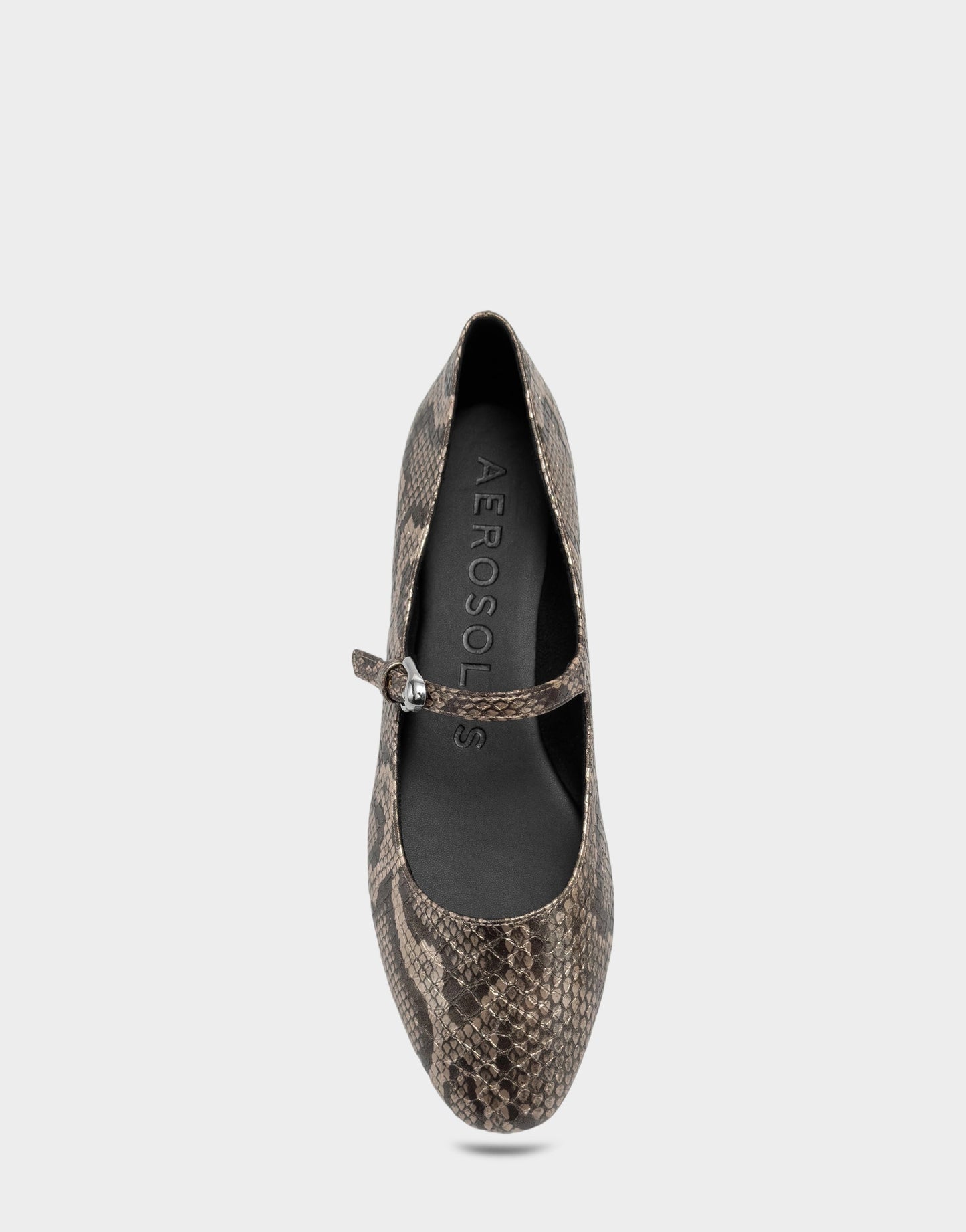 Aerosoles Women's Casual Flat in Champagne Faux Metallic Snake Print