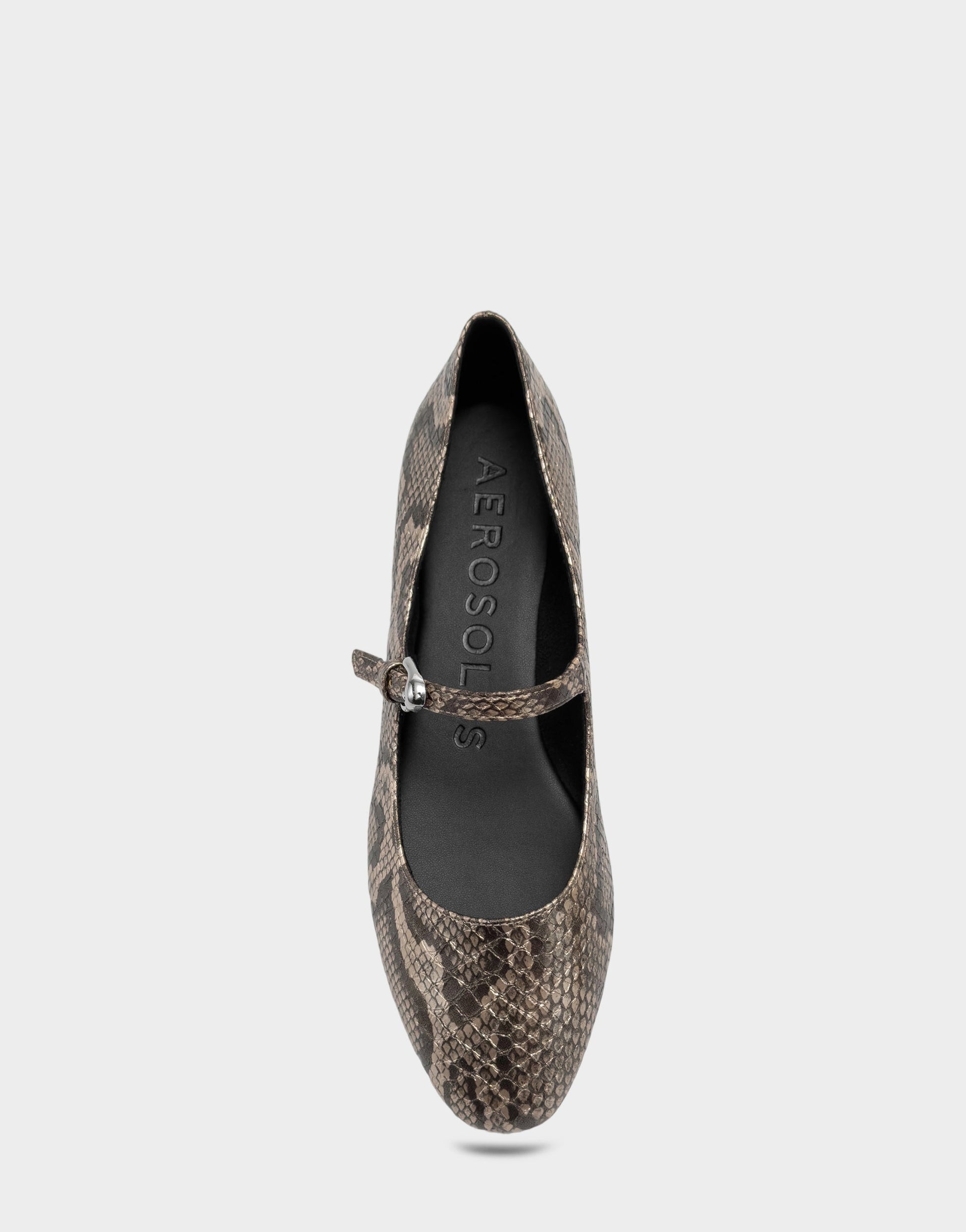Aerosoles Women's Casual Flat in Champagne Faux Metallic Snake Print