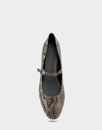 Aerosoles Women's Casual Flat in Champagne Faux Metallic Snake Print