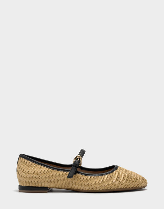 Aerosoles Women's Casual Flat in Natural/Black Basket Raffia