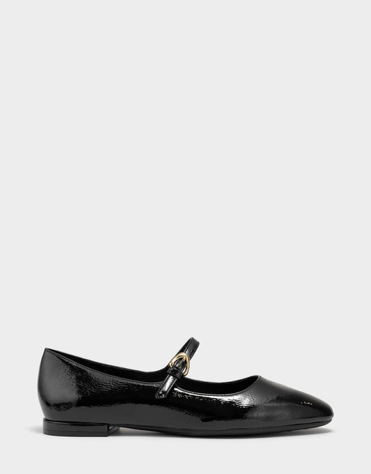 Aerosoles Women's Casual Flat in Black Faux Crinkle Patent