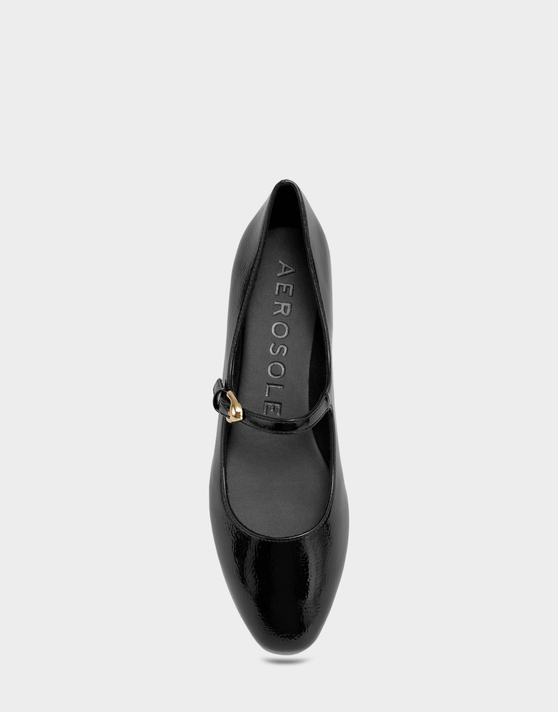 Aerosoles Women's Casual Flat in Black Faux Crinkle Patent