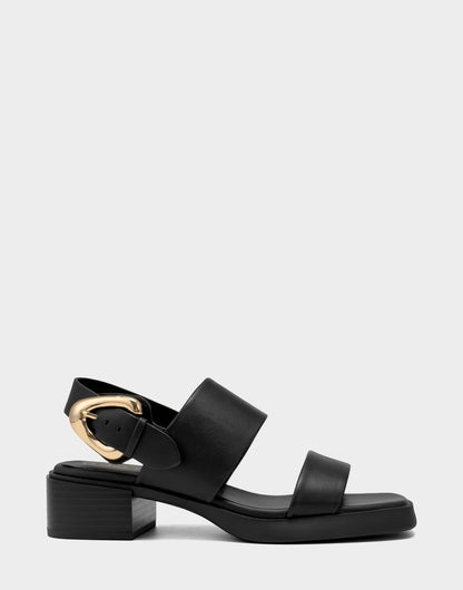 Aerosoles Women's Heeled Sandal in Black Faux Soft Leather