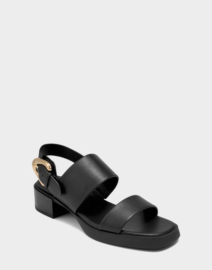 Aerosoles Women's Heeled Sandal in Black Faux Soft Leather