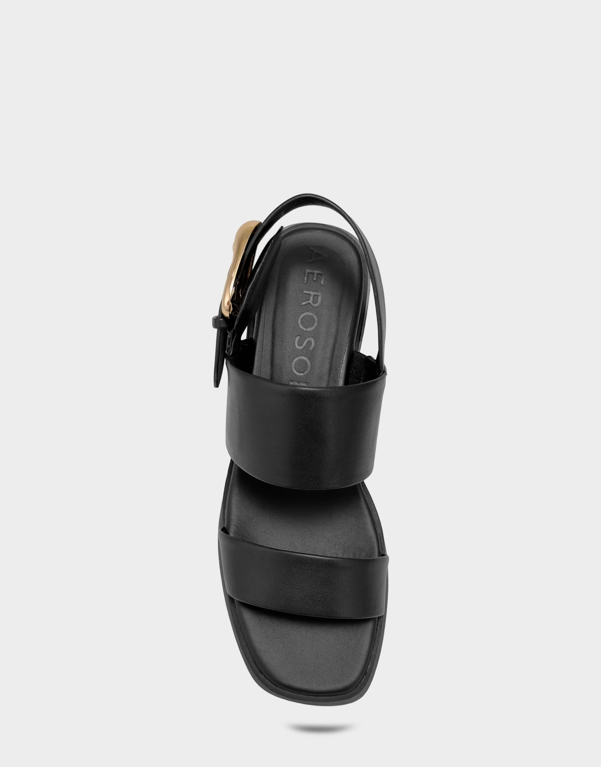 Aerosoles Women's Heeled Sandal in Black Faux Soft Leather