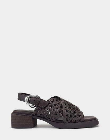 Aerosoles Demi Sandal In Dark Brown Crochet Raffia