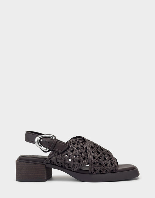 Aerosoles Demi Sandal In Dark Brown Crochet Raffia