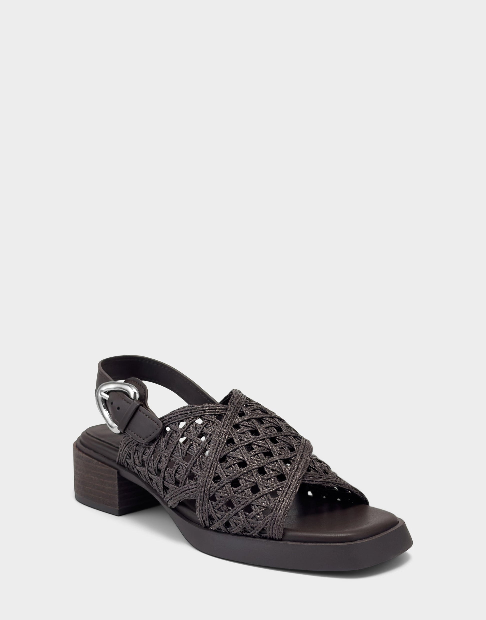 Aerosoles Demi Sandal In Dark Brown Crochet Raffia