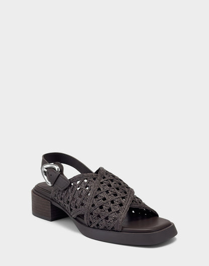 Aerosoles Demi Sandal In Dark Brown Crochet Raffia
