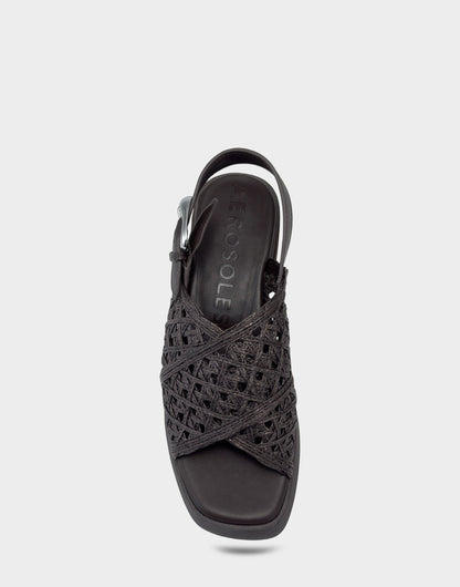 Aerosoles Demi Sandal In Dark Brown Crochet Raffia