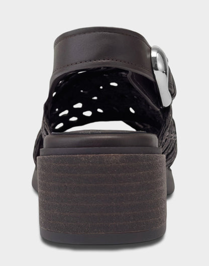 Aerosoles Demi Sandal In Dark Brown Crochet Raffia