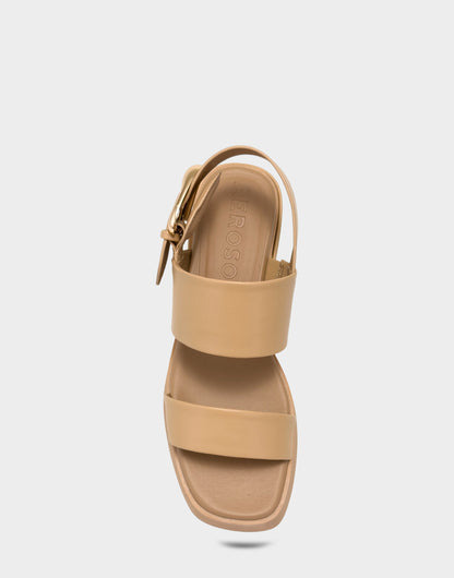 Aerosoles Women's Heeled Sandal in Beige Bisque Faux Soft Leather