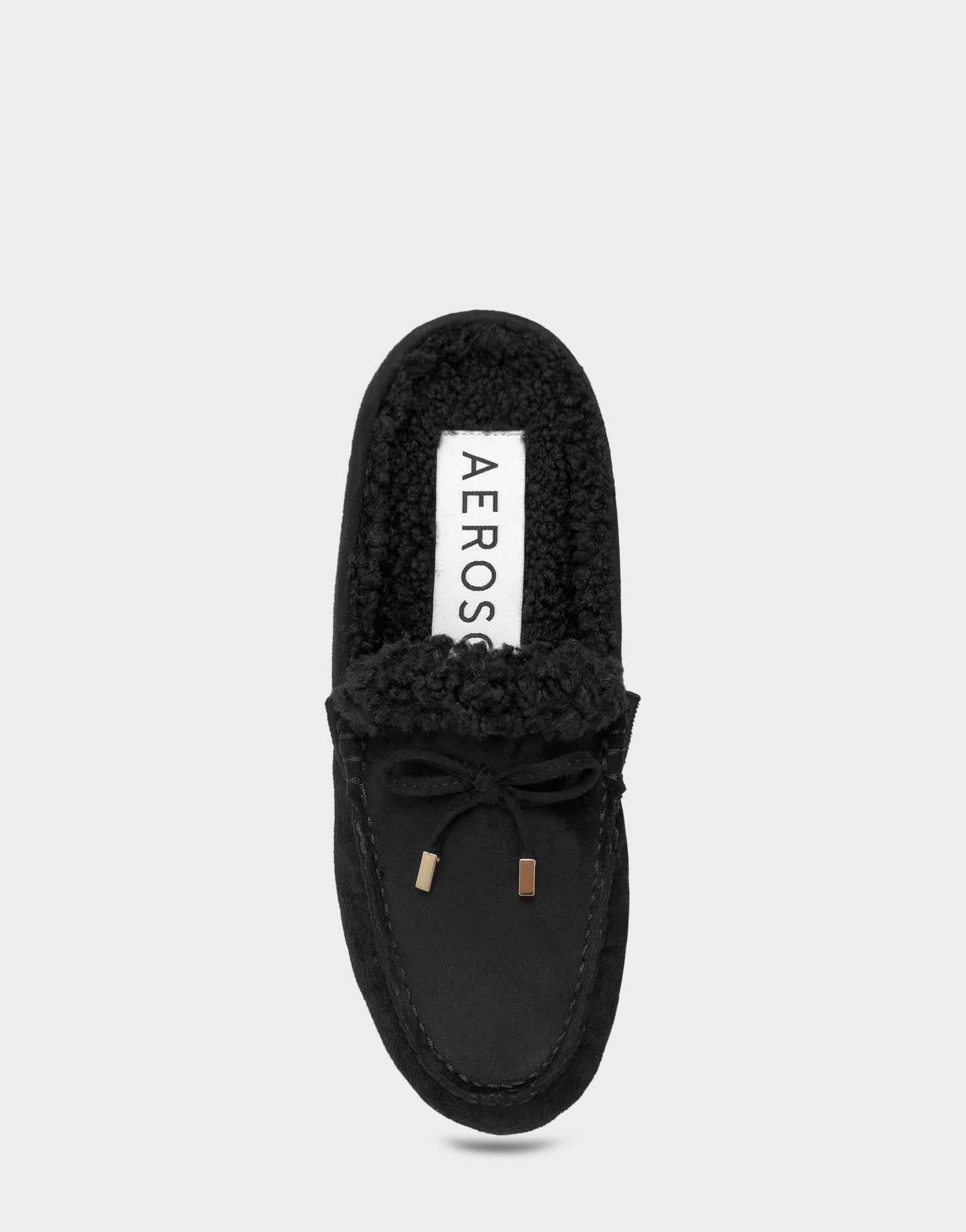 Aerosoles Women's Loafer Mule in Black Faux Suede/Shearling