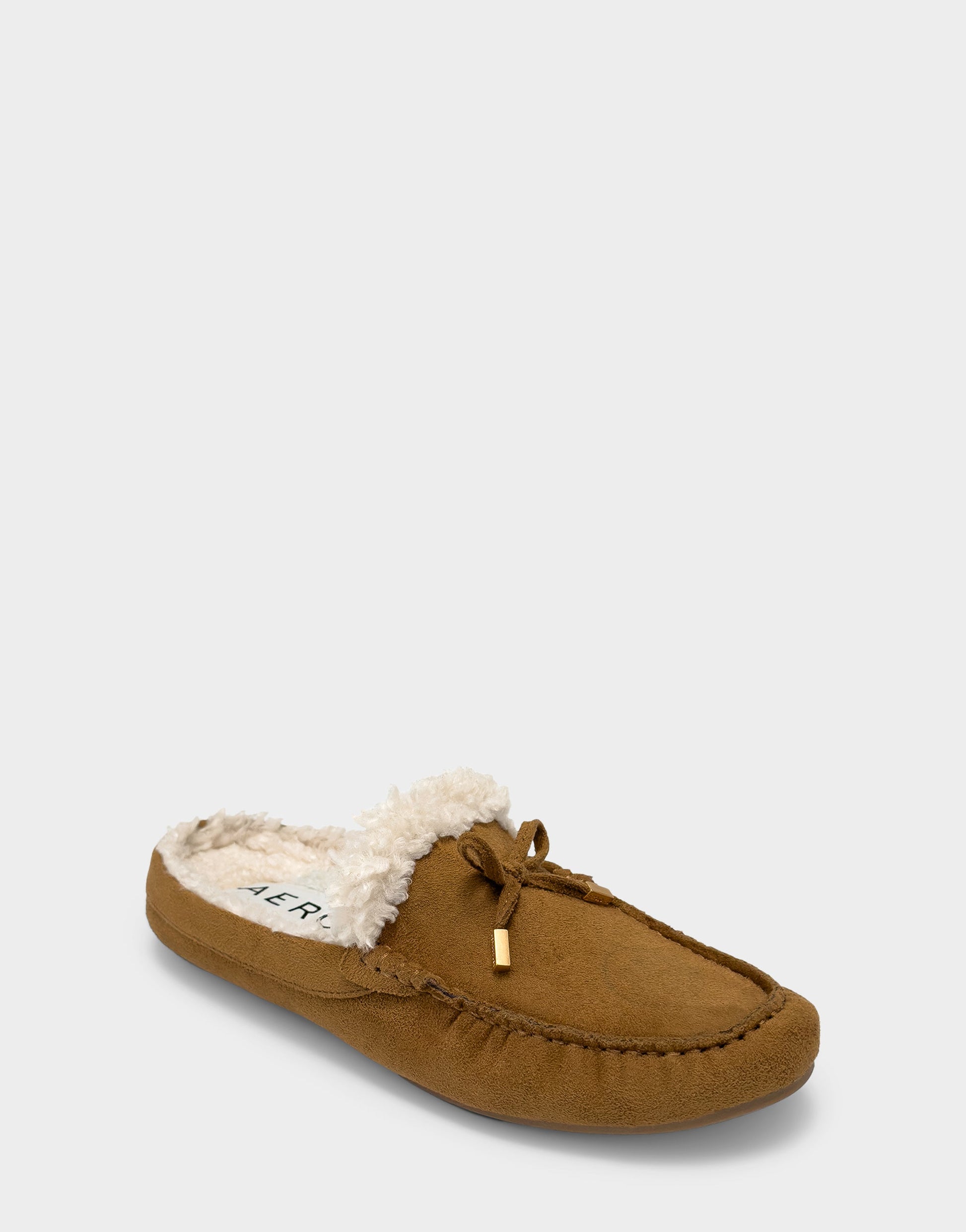 Aerosoles Women's Loafer Mule in Tobacco Faux Suede/Shearling