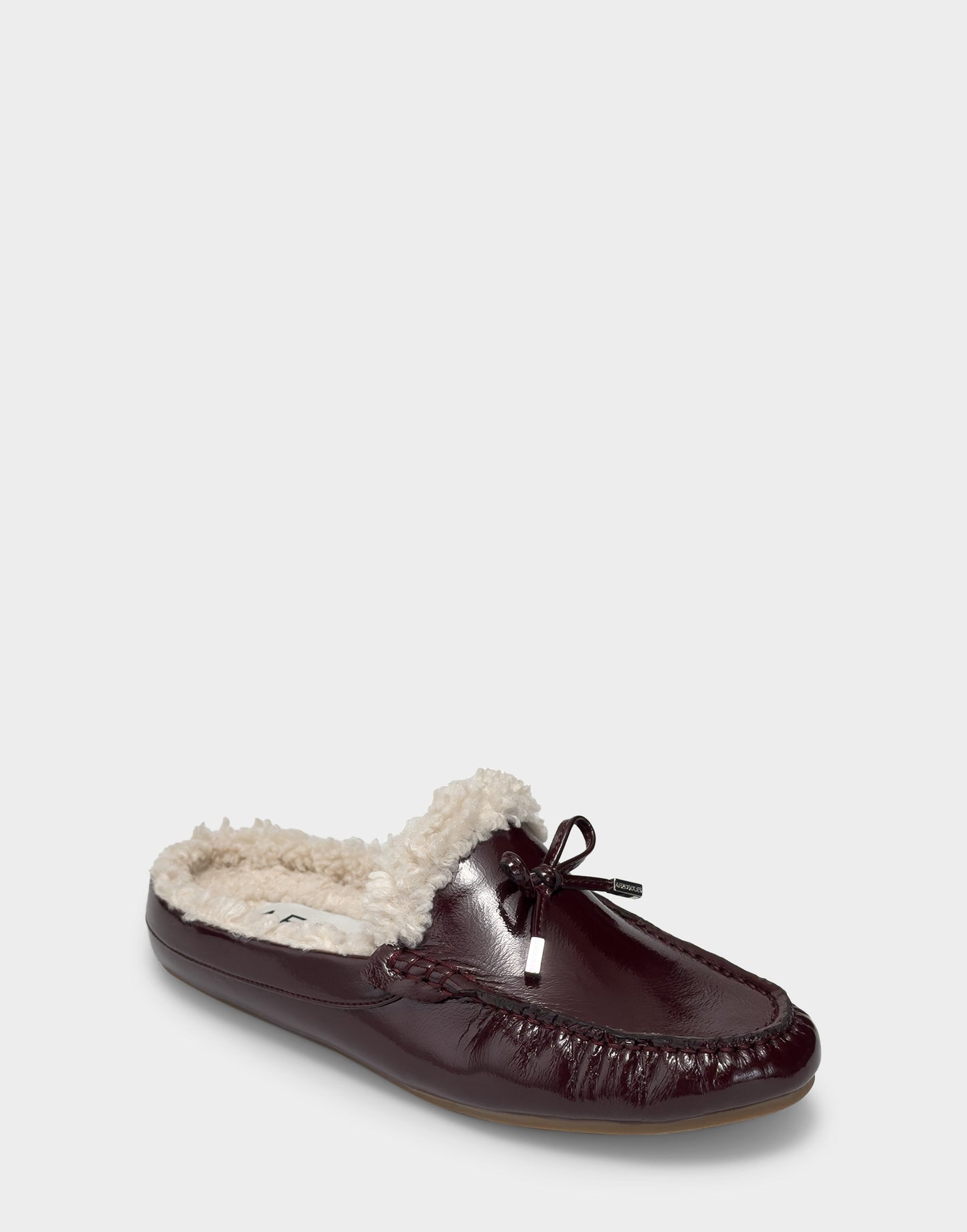 Aerosoles Women's Loafer Mule in Merlot Crinkle Patent/Shearling