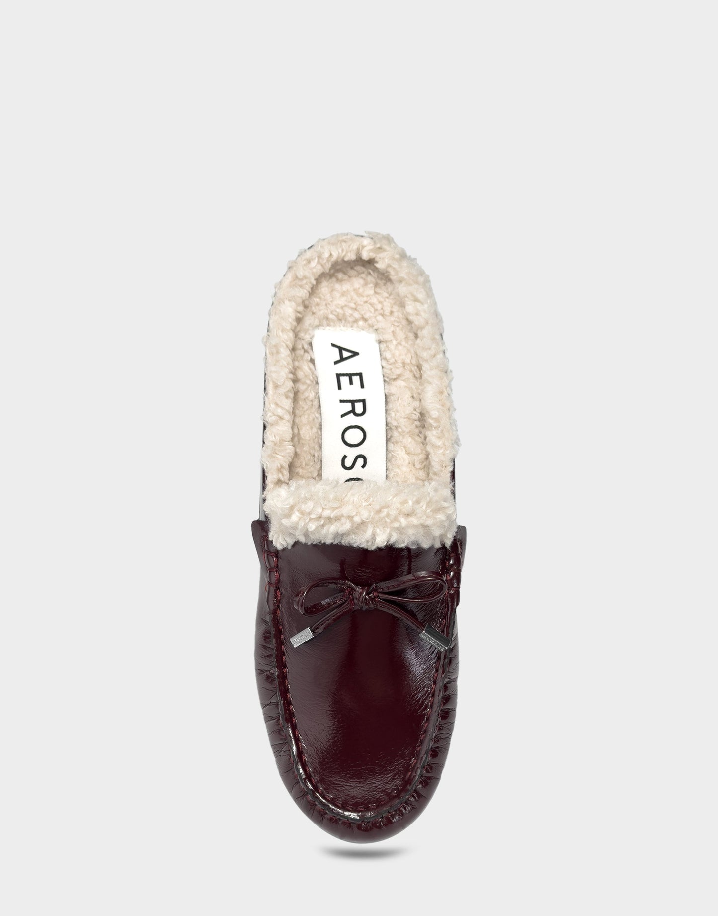 Aerosoles Women's Loafer Mule in Merlot Crinkle Patent/Shearling