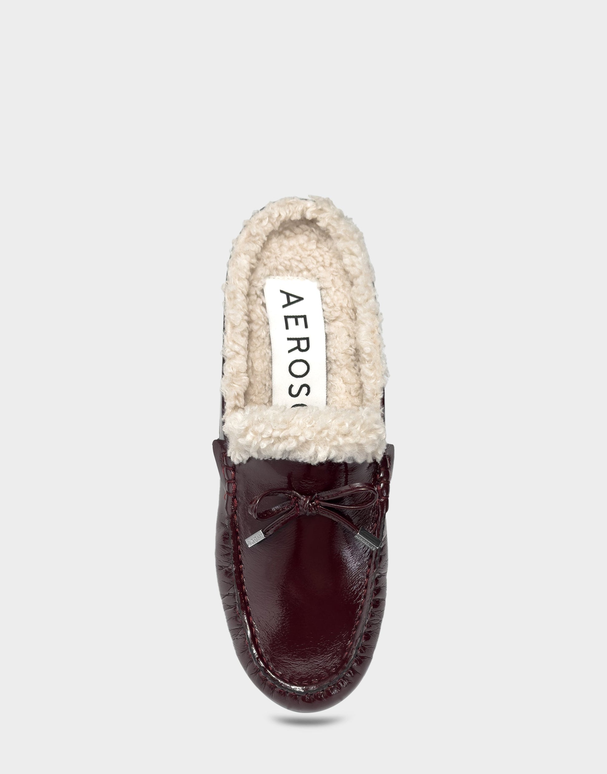Aerosoles Women's Loafer Mule in Merlot Crinkle Patent/Shearling