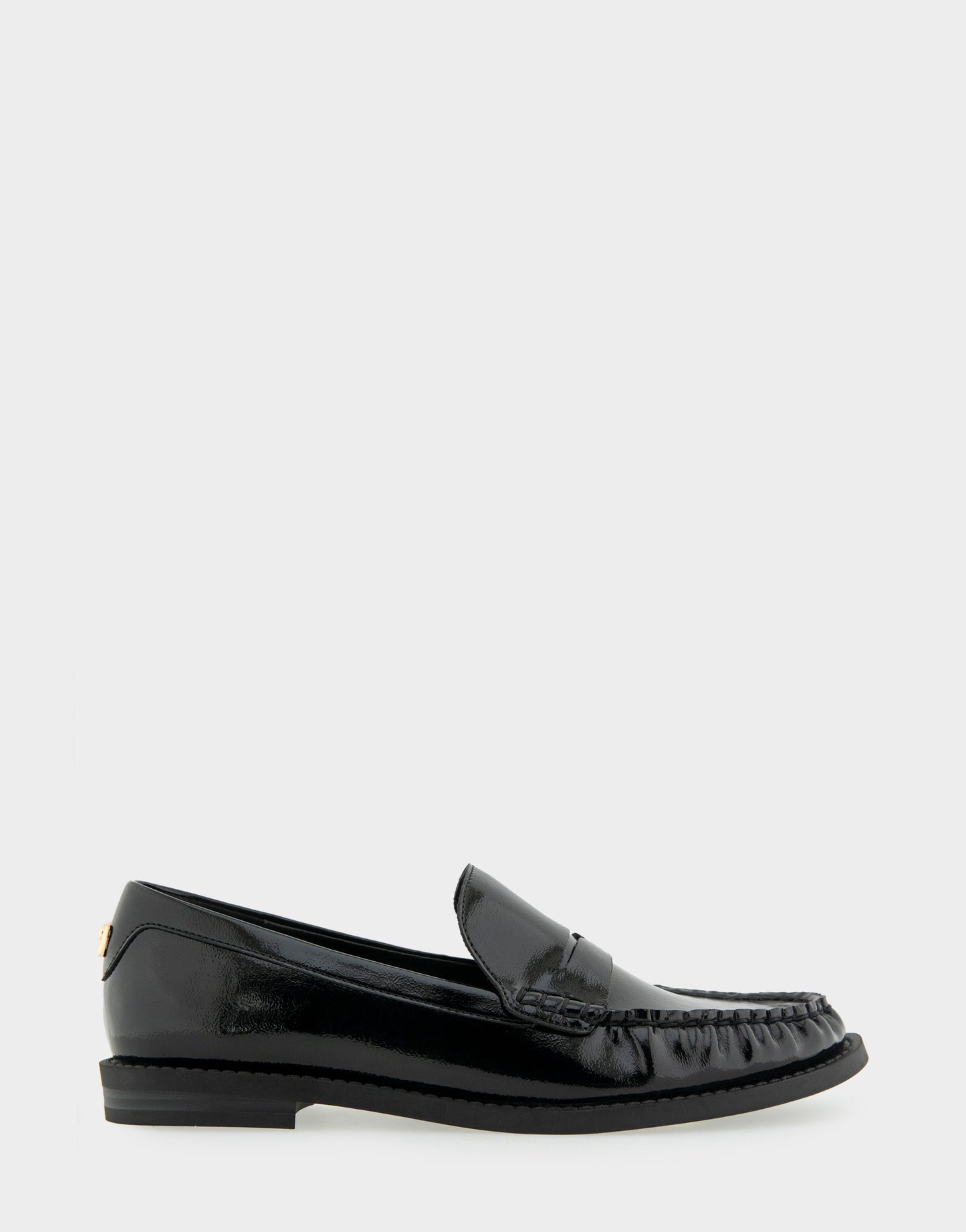 Aerosoles Sienna Black Crinkled Patent Faux Leather Lightweight Flexible Tailored Weejun Loafer
