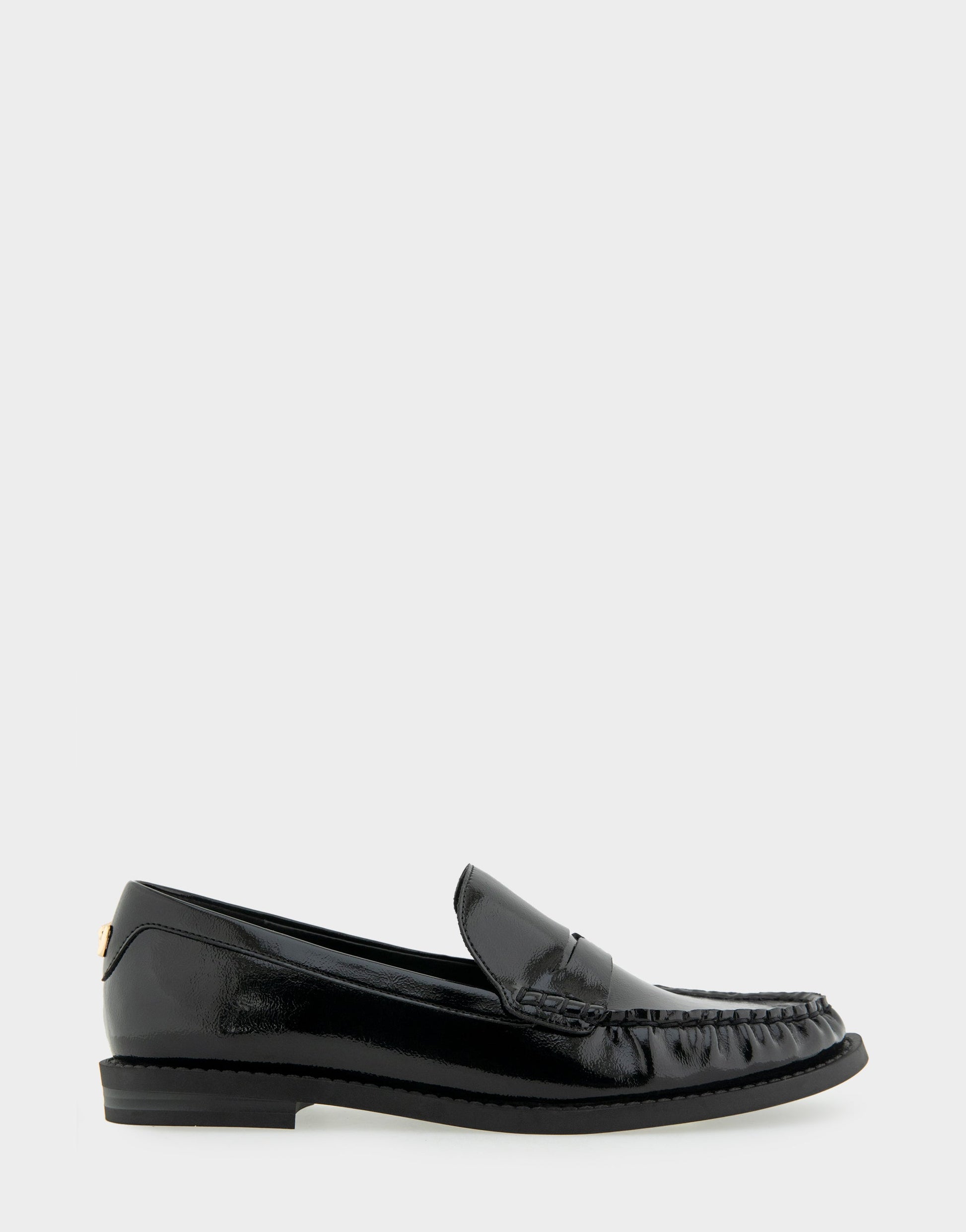 Aerosoles Sienna Black Crinkled Patent Faux Leather Lightweight Flexible Tailored Weejun Loafer