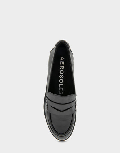 Aerosoles Women's Tailored Loafer in Black Leather