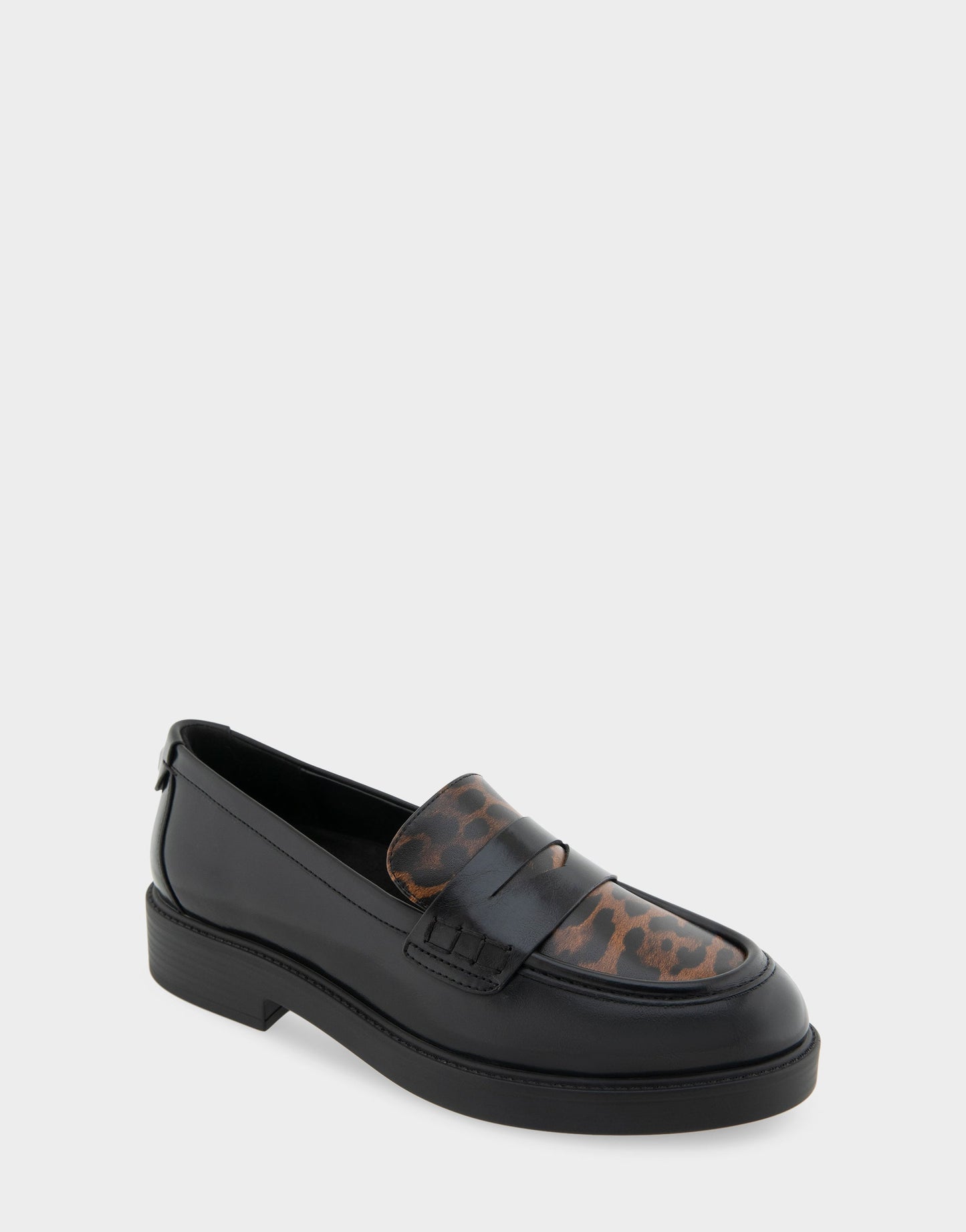 Aerosoles Women's Tailored Loafer in Black/Leopard Faux Leather