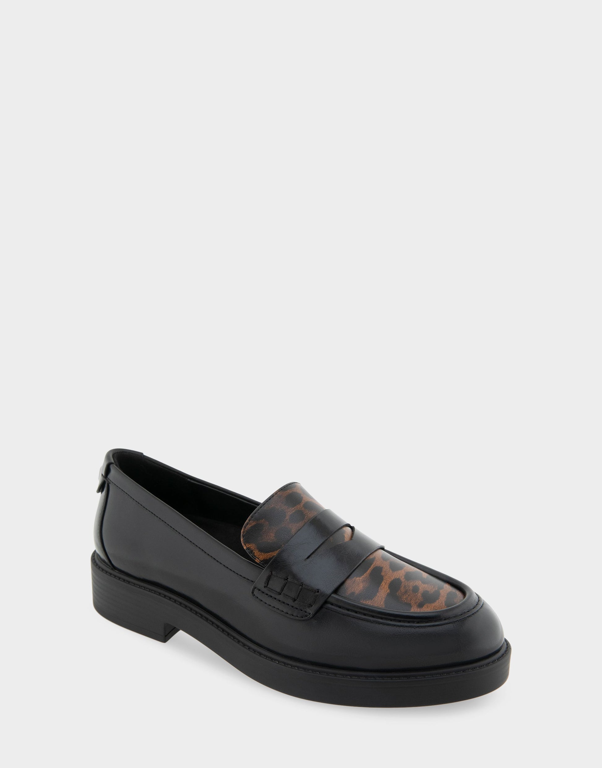 Aerosoles Women's Tailored Loafer in Black/Leopard Faux Leather