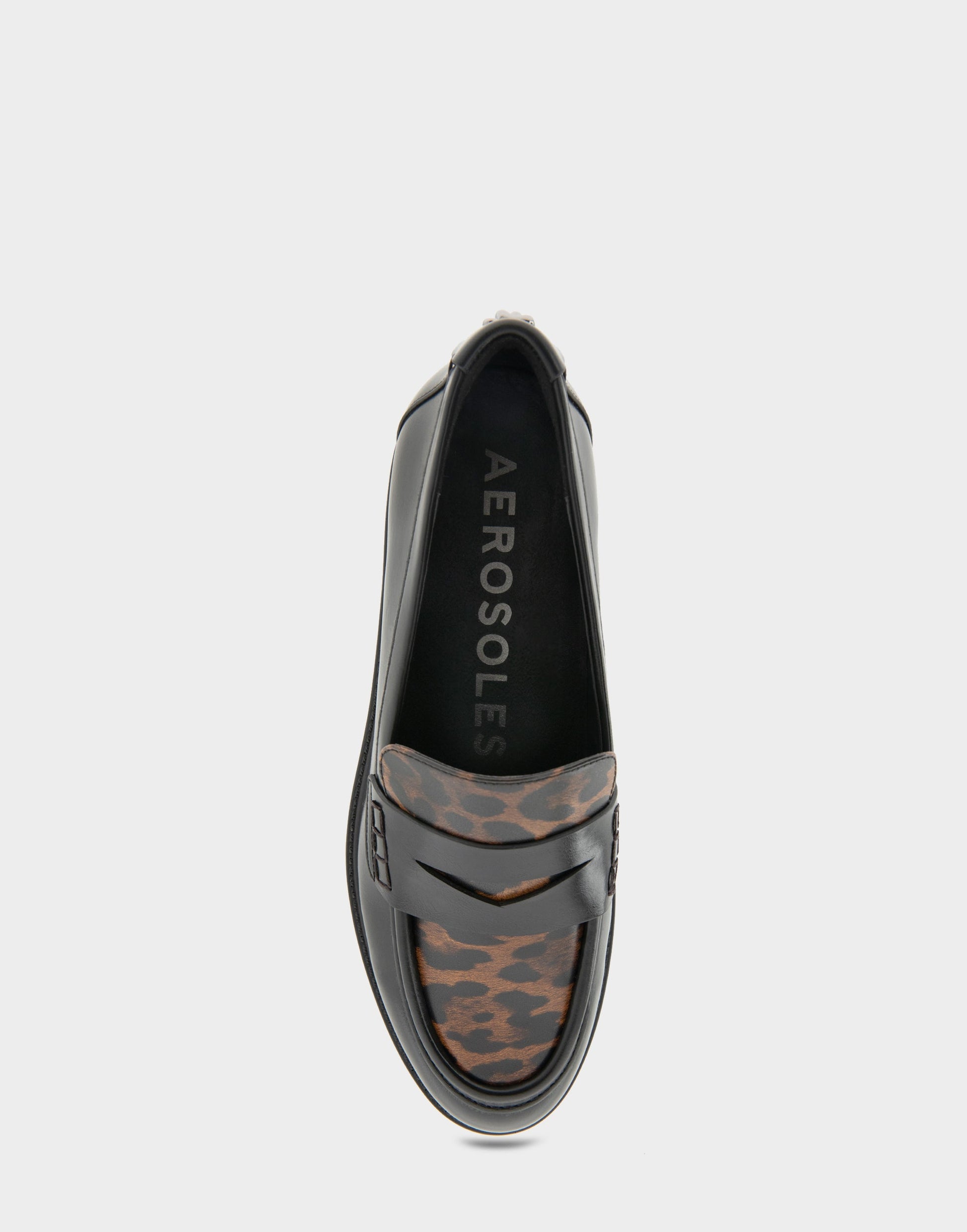 Aerosoles Women's Tailored Loafer in Black/Leopard Faux Leather
