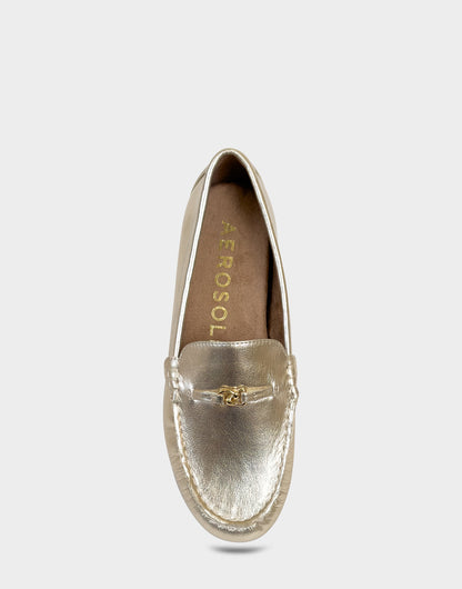 Aerosoles Women's Driver in Soft Gold Faux Leather