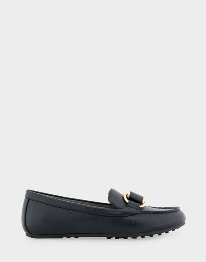 Aerosoles Denver Black Faux Leather Ornamented Loafer