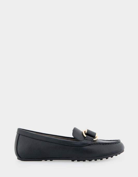 Aerosoles Denver Black Faux Leather Ornamented Loafer