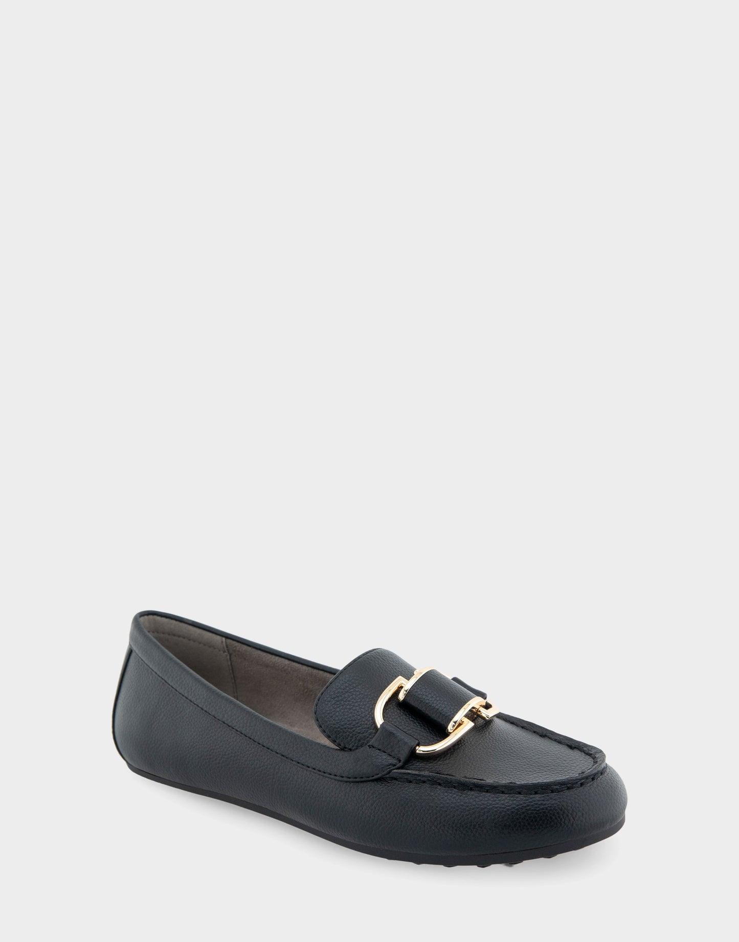 Aerosoles Denver Black Faux Leather Ornamented Loafer