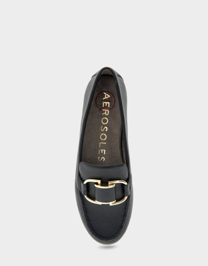 Aerosoles Denver Black Faux Leather Ornamented Loafer