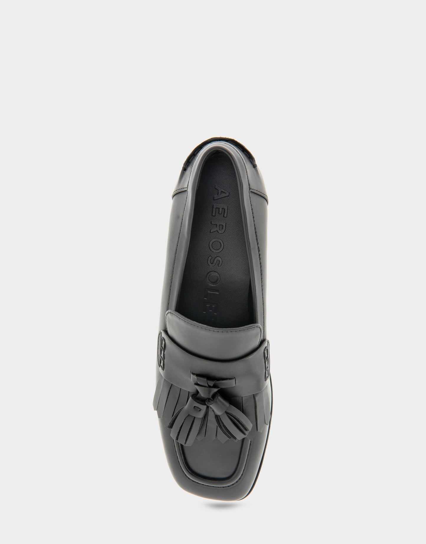 Aerosoles Women's Flatform Loafer in Black Faux Leather