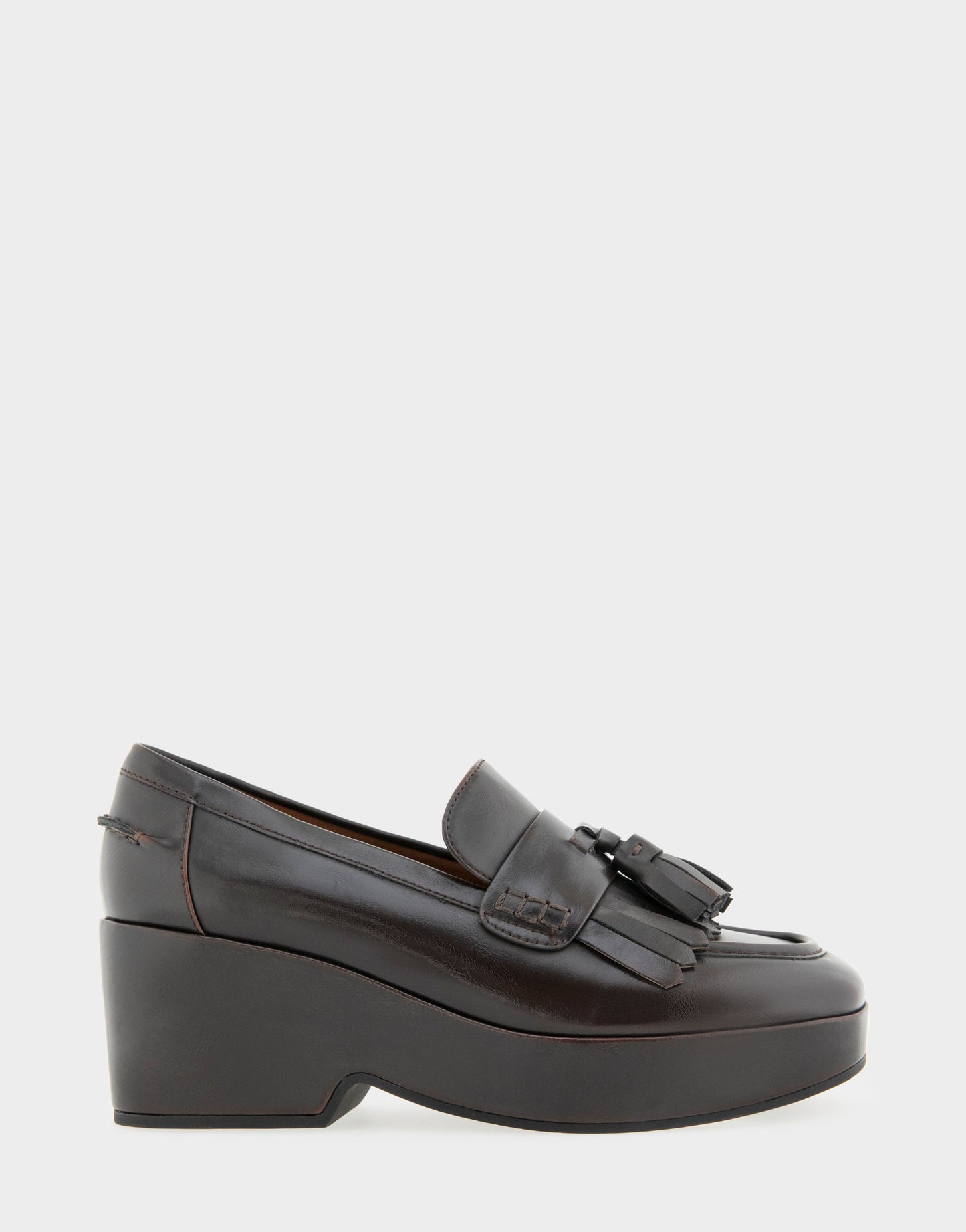 Aerosoles Women's Flatform Loafer in Dark Tan Faux Leather