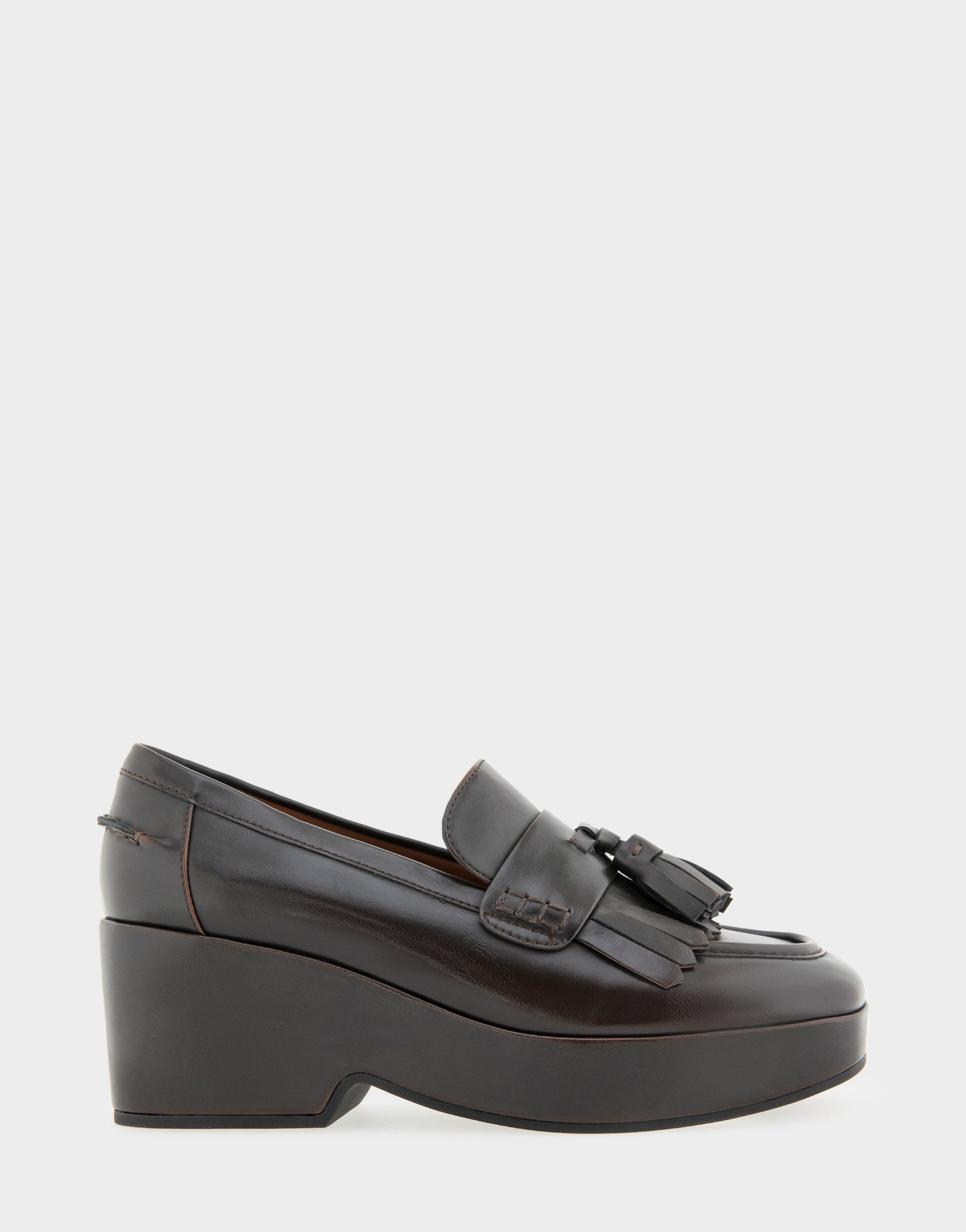 Aerosoles Women's Flatform Loafer in Dark Tan Faux Leather