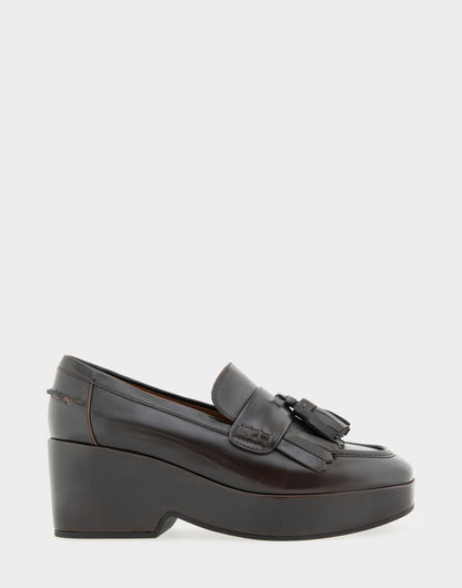 Aerosoles Women's Flatform Loafer in Dark Tan Faux Leather