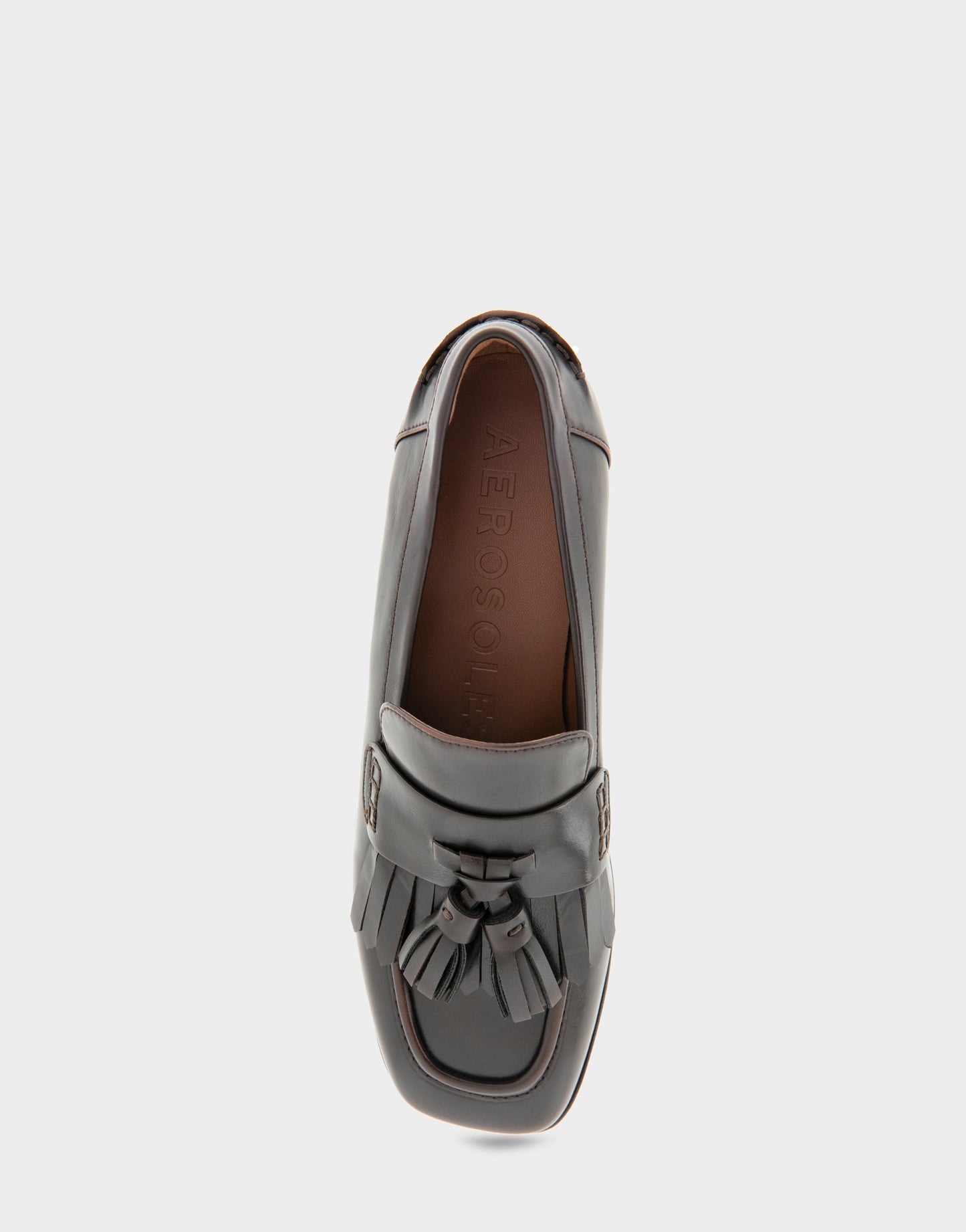 Aerosoles Women's Flatform Loafer in Dark Tan Faux Leather
