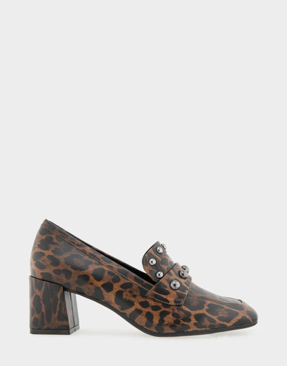 Aerosoles Women's Heeled Loafer in Leopard Print Faux Leather