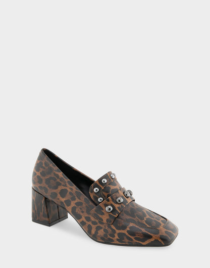 Aerosoles Women's Heeled Loafer in Leopard Print Faux Leather