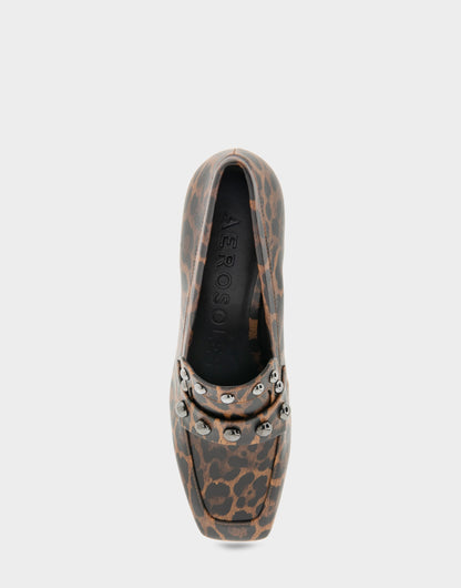 Aerosoles Women's Heeled Loafer in Leopard Print Faux Leather